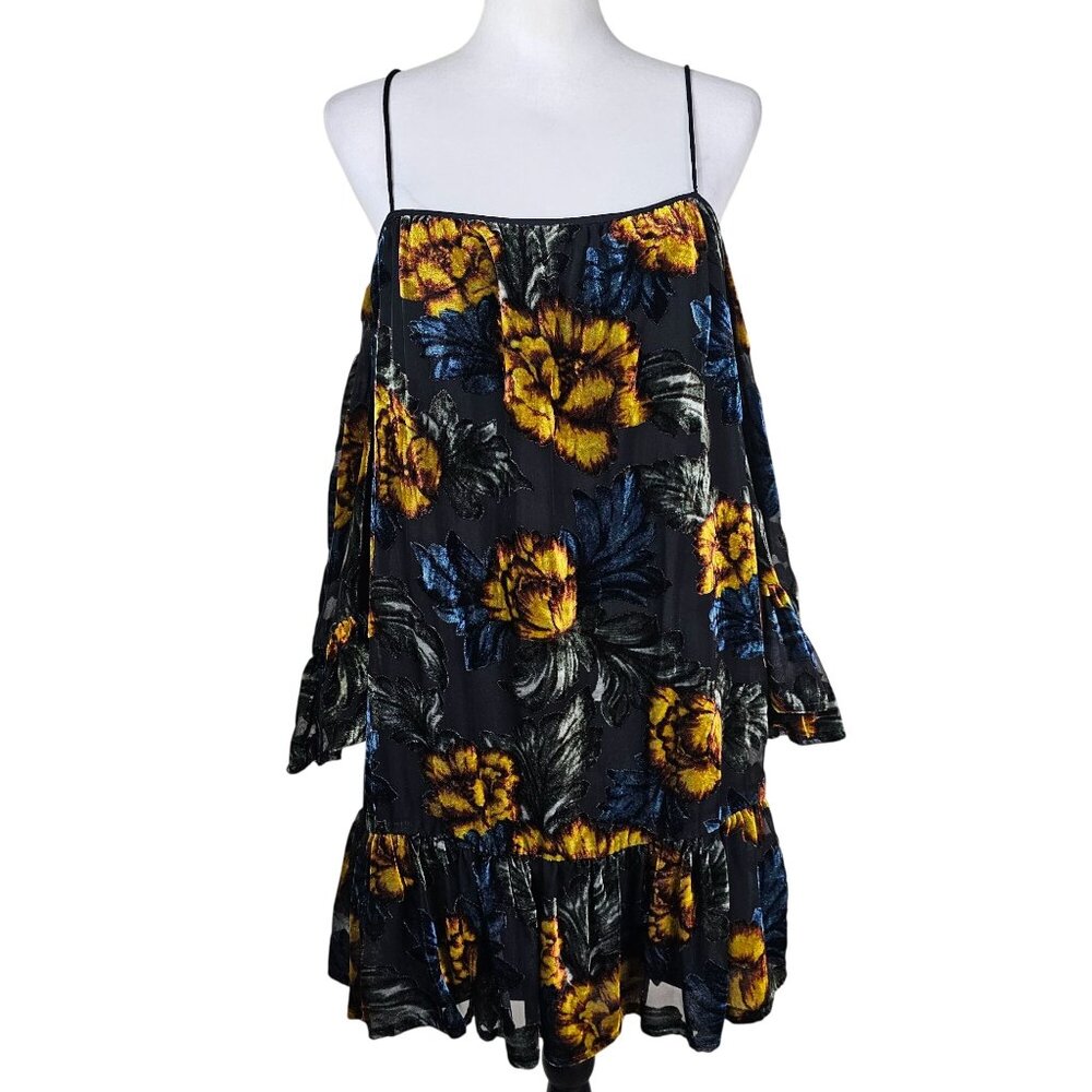 Forever 21 Black Floral Mini Dress Y2K 2016